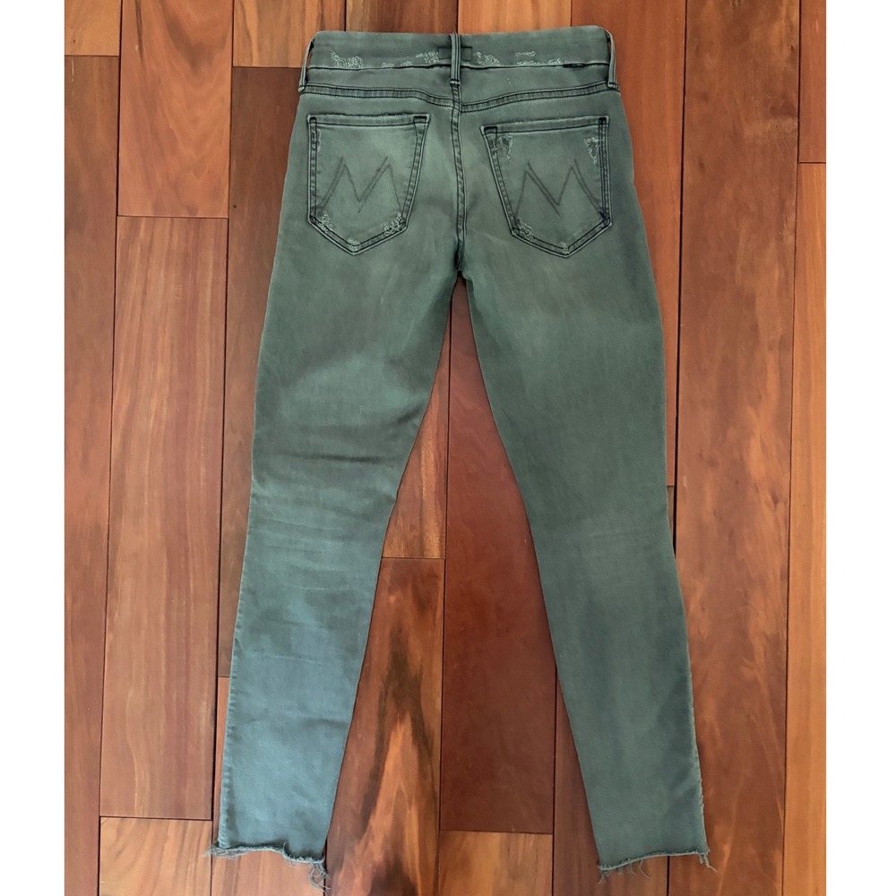 Mother Looker Ankle Fray Jeans Last Chance Saloon Grey Distressed Skinny Size 26 - Picture 8 of 9